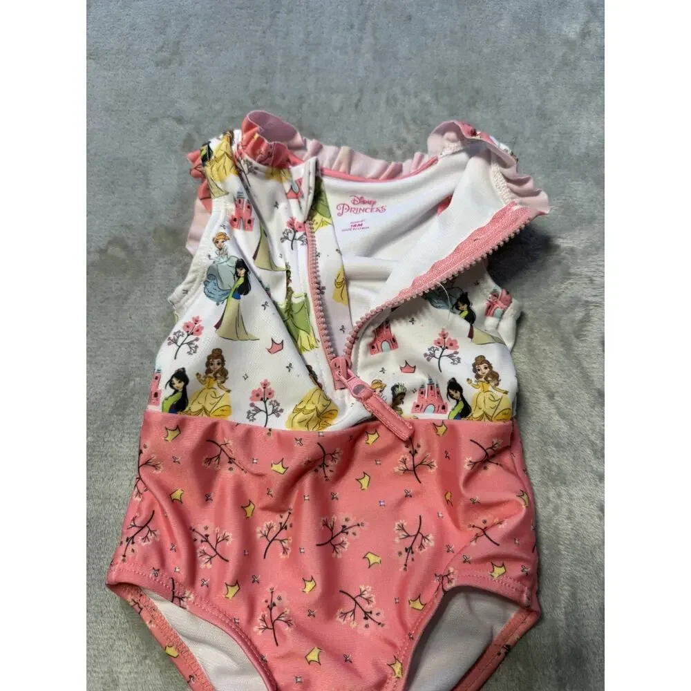 Disney‎ Princess One-Piece Swimsuit Girls Baby 18m Zip Front UPF 50+